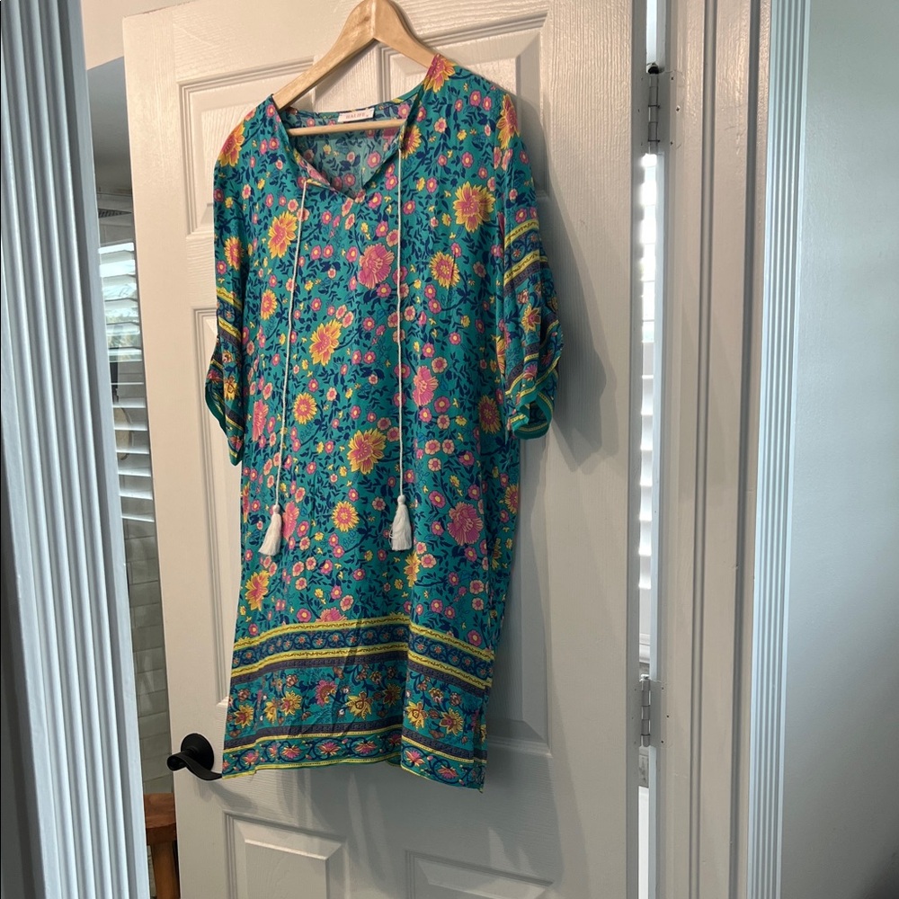 Floral Teal Midi Dress
